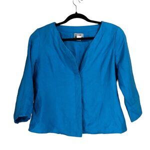 David N. women blazer size 8 turquoise linen blend